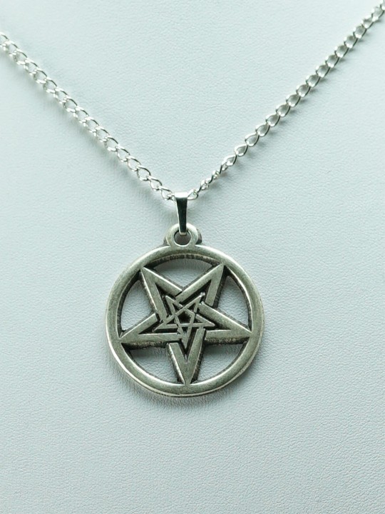 Pentagram Logo Zincirli Kolye 2 Alana 1 Bedava